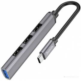 USB-хаб Hoco HB26 USB Type-C (серый)