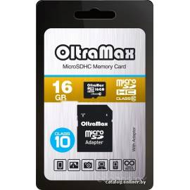Карта памяти OltraMax  microSDHC Class 10 16GB +адаптер